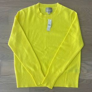 J. Crew Cashmere classic-fit crewneck sweater. Neon bright citrus. Size S.